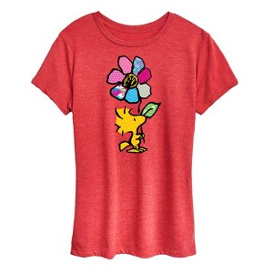 Women's - Peanuts - Woodstock With Flower And Pattern Short Sleeve Graphic T-Shirt - 1 of 4