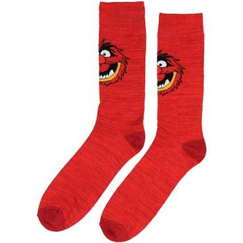 Disney The Muppets Socks Animal Men's Casual Crew Socks, Shoe Size 8-12 Red