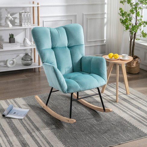 Modern Soft Velvet Upholstered Accent Chair With Armrests, Blue -  Modernluxe : Target