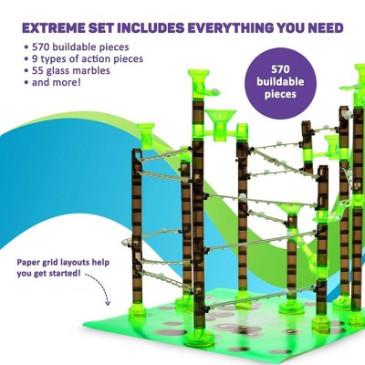 Extreme 625 Piece Green and Brown Marble Run Set