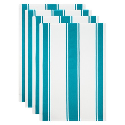 2pk Cotton Ridged Kitchen Towel Aqua - MU Kitchen