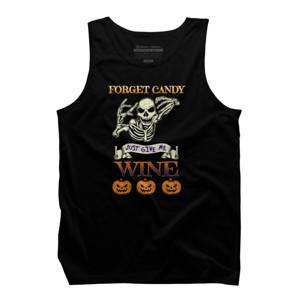 Men's Design By Humans Halloween Costume Forget Candy Just Give Me Wine Gift By TeeShirtMadness Tank Top - 1 of 4