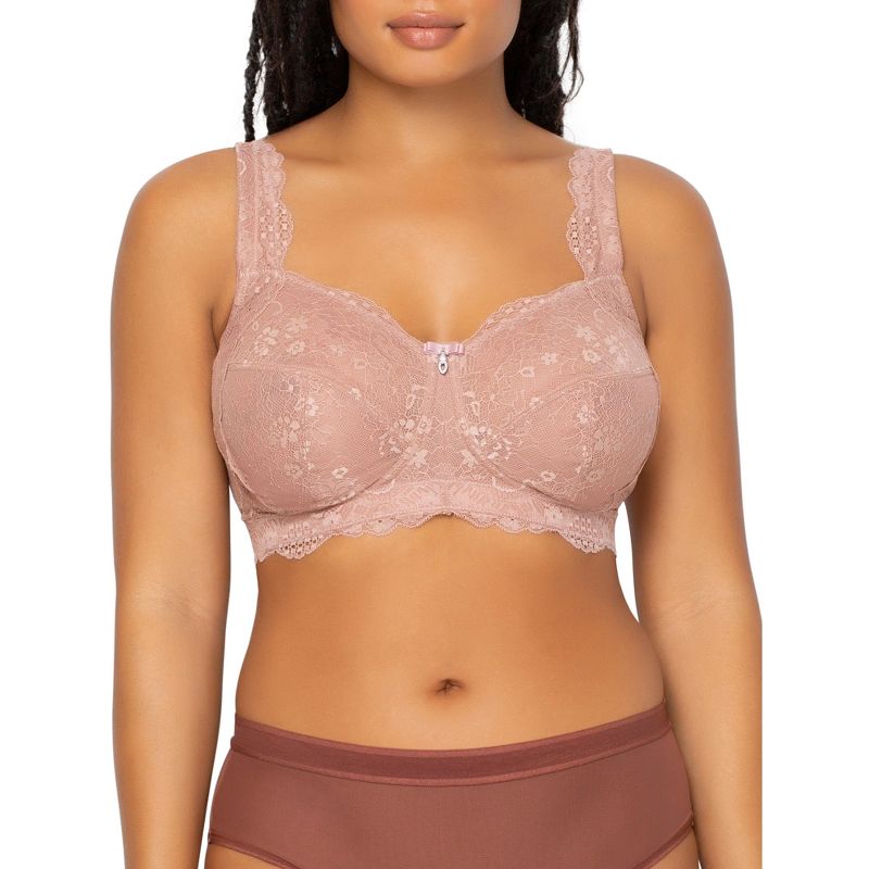 Curvy Couture Women's Luxe Lace Wire Free Bra, 5 of 7