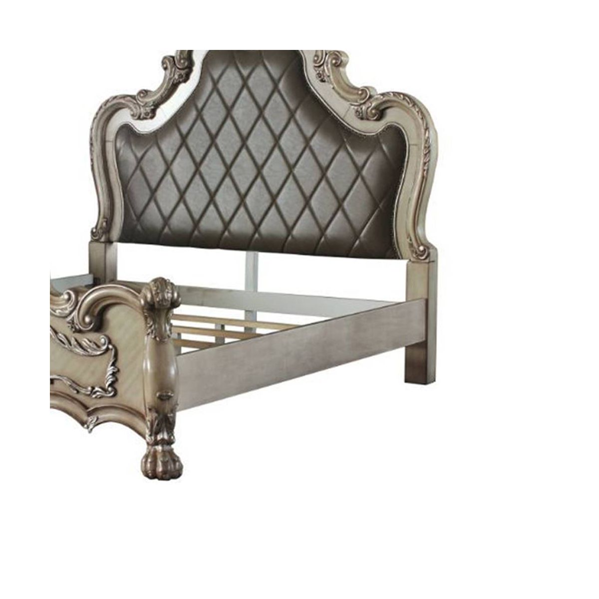Acme Furniture Queen 92" Dresden Synthetic Leather Bed Vintage Bone White Finish - thumbnail 4