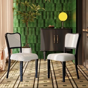 Set of 2 Traditional Upholstered Dining Chairs with Solid Wood Frame, Elegant Armless Chairs for Dining Room or Living Spaces-Panipeachy - 1 of 4