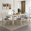 VECELO 5/7 Piece Extendable Dining Table Set with Upholstered X-Back Chairs, Farmhouse Wood Top for Kitchen or Dining Room, Gray - 4 of 4
