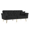 NicBex Velvet Loveseat Sofa,Mid Century Modern Tufted Sofa Couch with 2 Pillows and Nailhead Trim,2-Seater Loveseat for Living Room - 2 of 4