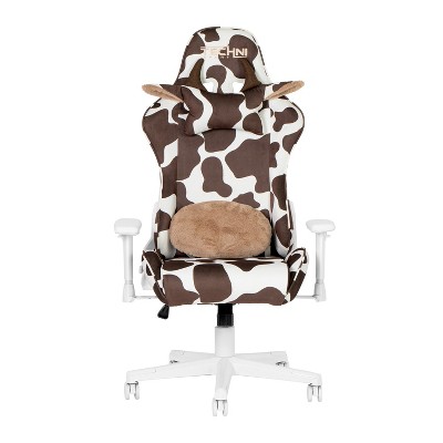 Vynxaria TS85 COW Print LUXX Series Gaming Chair - Stylish Brown & White Comfort