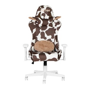 Vynxaria TS85 COW Print LUXX Series Gaming Chair - Stylish Brown & White Comfort - 1 of 4