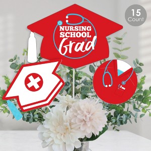 Big Dot of Happiness Nurse Graduation - Medical Nursing Graduation Party Centerpiece Sticks - Table Toppers - Set of 15 - 1 of 4
