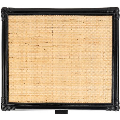 Roya Black and Natural Rattan 1-Drawer Nightstand