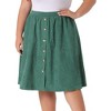 Agnes Orinda Women's Plus Size Elastic High Waist Button Front Pockets Midi Corduroy A Line Skirts - 2 of 4