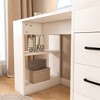 Computer Desk, Modern Office Desk with 3 Drawers, 4 Open Storage Shelves and 4-in-1 Power Outlets - 4 of 4