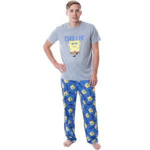 Nickelodeon SpongeBob SquarePants Mens' Chillin' Sleep Pajama Set Multicolored - 1 of 4