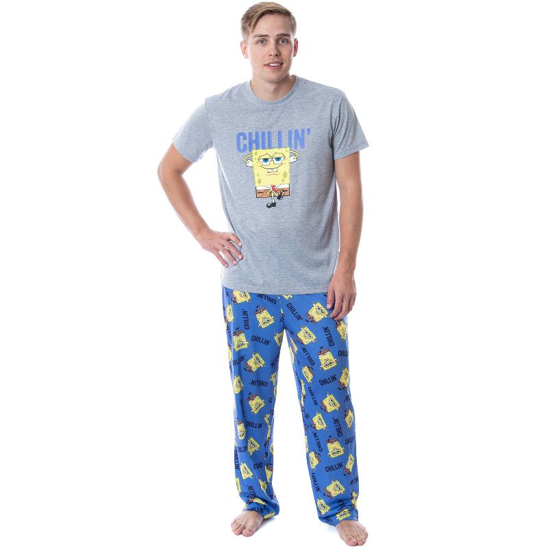 Nickelodeon SpongeBob SquarePants Mens' Chillin' Sleep Pajama Set Multicolored, 1 of 5