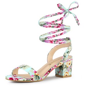 Allegra K Women's Block Heel Lace Up Heel Sandals - 1 of 4