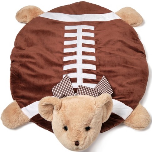 Bearington Baby Touchdown Tummy Time Mat, 30 x 30 Inch Football Teddy Bear Plush Stuffed Animal Blanket, Baby Boy Football - image 1 of 4