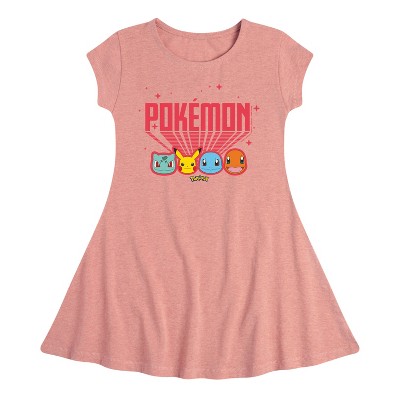 Girls' - Pokémon - Retro Pokémon Fit & Flair Cap Sleeve Dress
