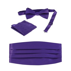 Gioberti Boy's Adjustable Satin and Paisley Cummerbund Set - 1 of 2