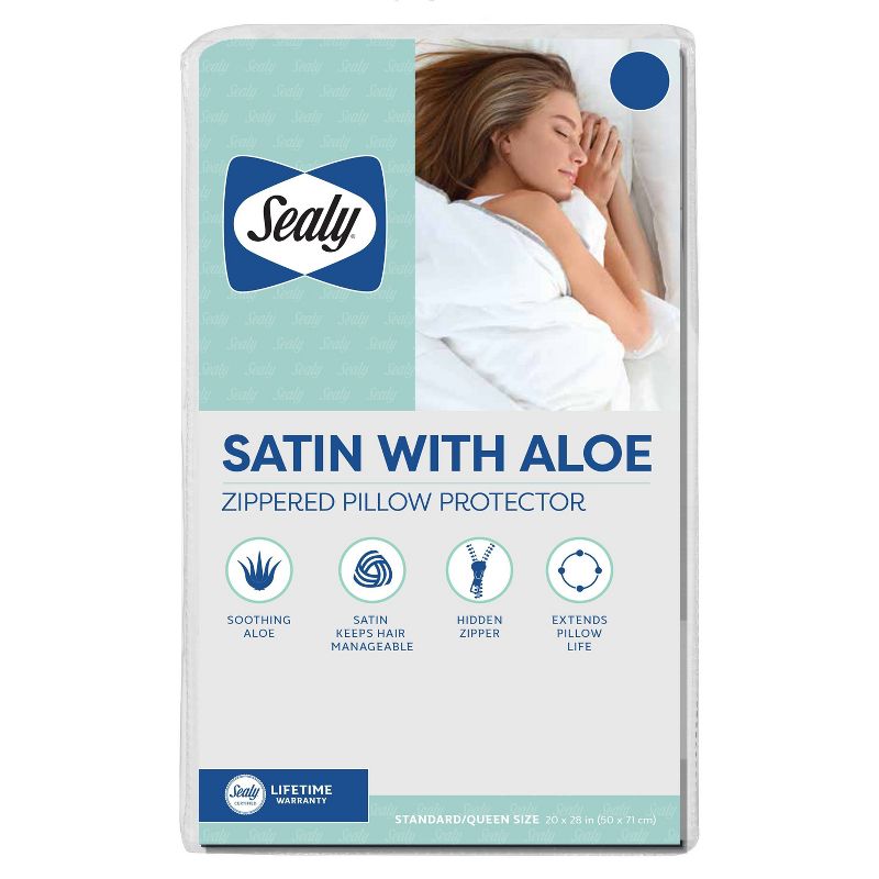 Sealy Posturepedic Satin with Aloe Pillow Protector, 3 of 8