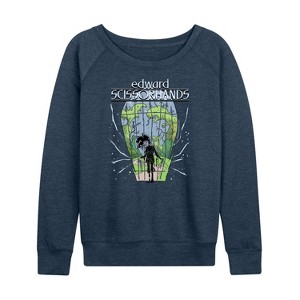 Women's - Edward Scissorhands -  Lightweight French Terry Wide Neck Long Sleeve Shirt - 1 of 4