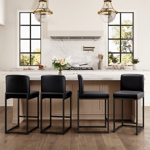 Captiva Designs 24 inch Height Bar Stool with Padded Seat and Back & Sturdy Steel Frame & Footrest - 1 of 4