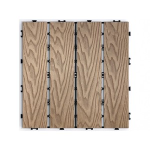 Dolonm 22-Pack WPC Teak Deck Tiles - 11.8" Interlocking Waterproof Flooring, 3D Anti-Slip for Poolside/Patio DIY - 1 of 4