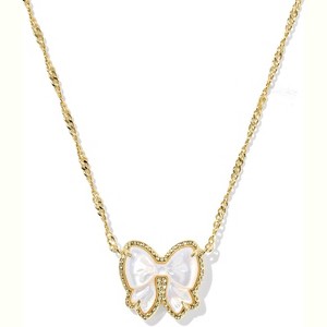 Elegant Bow Pendant Necklace Short Fashion Jewelry for Women GOLD - IVORY MOTHER OF PEARL - 1 of 4