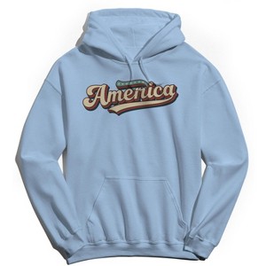 Rerun Island Men's America Retro Font Americana 4Th Of July Long Sleeve Graphic Cotton Sweatshirt Hoodie - 1 of 4