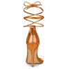 Allegra K Women's Opened Toe Clear Strap Stiletto Heel Lace Up Sandals - 3 of 4