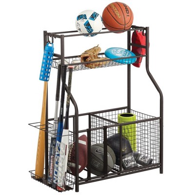 Ball Rack Organizer Holder For Garage - Indoor & Outdoor Large Garage  Sports Equipment Organizer With Baskets, Rolling Wheels & Breaks - Homeitusa
