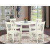 HomeStock 5-Pc Linen White Finish Solid Wood Top - Round Dining Room Set - Seats-4 - 2 of 4