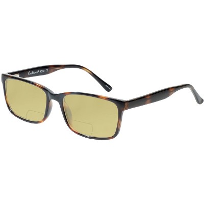 Enhance BIG&TALL EN4038 Men Polarized Bi-Focal Sunglass Tortoise Brown Gold 60mm Blue Mirror +1.00