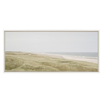Peaceful Coastal Landscape Canvas Print with White Frame