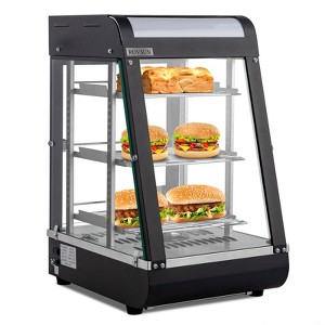 ROVSUN Pizza Warmer Food Warmer Display, 3-Tier Electric Food Warmer Commercial Countertop w/LED Lighting Adjustable Removable Shelves Glass Door - 1 of 4