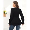 YESFASHION Women's Summer Shirt V Neck Puff Long Sleeve Blouses Ruffle flowy Shirt for Women - 4 of 4