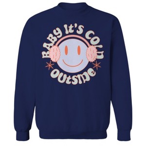 Rerun Island Men's Baby It'S Cold Outside Long Sleeve Graphic Cotton Sweatshirt - 1 of 1