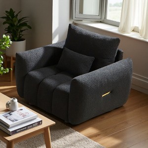 36.8" Teddy Fabric Modern Lounge Chair with Solid Wood Frame - 1 of 4