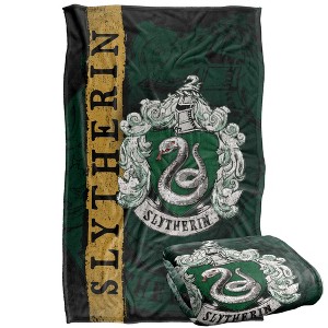 Harry Potter Blanket, 36"x58" Hogwarts House Crest Slytherin Silky Touch Super Soft Throw Blanket - 1 of 4
