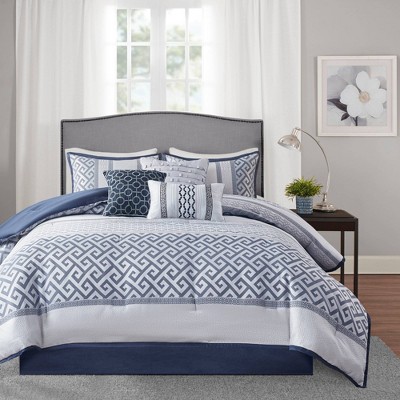 Navy Microfiber California King 7-Piece Bedspread Set