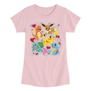 Girls' - Pokémon - Vday Sticker Pokémon Fitted Short Sleeve Graphic T-Shirt - 1 of 3