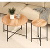 Vynxaria 2-Piece Coffee and End Table Set - Distressed Cylindrical Design with Black Metal Legs - 4 of 4