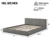 Wood Frame Bed with Faux Leather Upholstered Headboard, Modern Minimalist Low Profile Platform Bed for Bedroom-Baofuwish - 4 of 4
