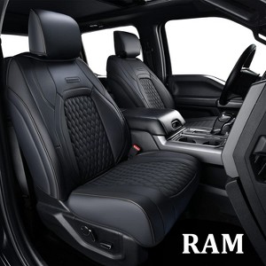 2009-2018 Ram 1500, 2010-2024 Ram 2500 3500 Crew Cab Custom Fit Seat Covers Coverado Leather Auto Seat Protector with Concave Front, Split Curved Back/ Flat Back Seats Full Coverage - 1 of 4