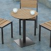 Emma and Oliver 24" Round Outdoor Dining Table with Natural Faux Teak Poly Slats and Gray Steel Frame - 4 of 4