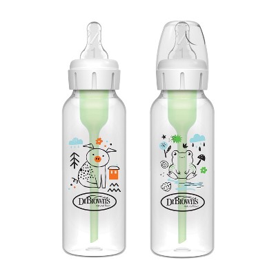 Dr. Brown's Anti-Colic Options+ Narrow-Neck Baby Bottle - Pig & Frog Deco - 8 fl oz/2pk