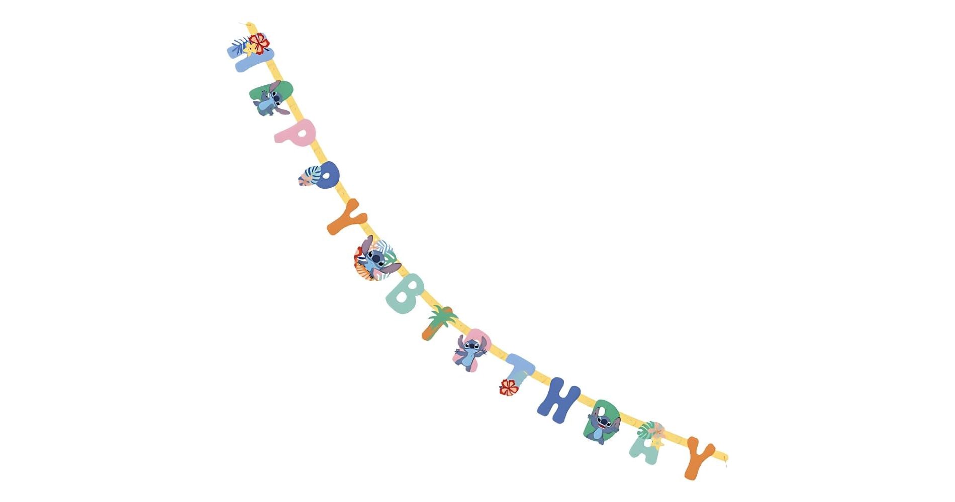 Disney Lilo and Stitch Happy Birthday Jointed Banner – Multicolor Party Decoration for Indoor and Outdoor Celebrations