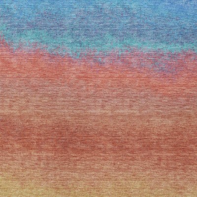 Coral And Blue Ombre Washable Indoor Outdoor Area Rug