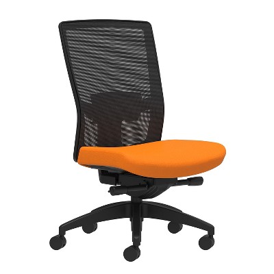 Union & Scale Fabric Task Chair Apricot Adjustable Lumbar Armless 53649