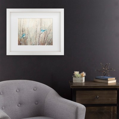 Pretty Blue Birds on Canvas with White Frame, 13'' x 16''